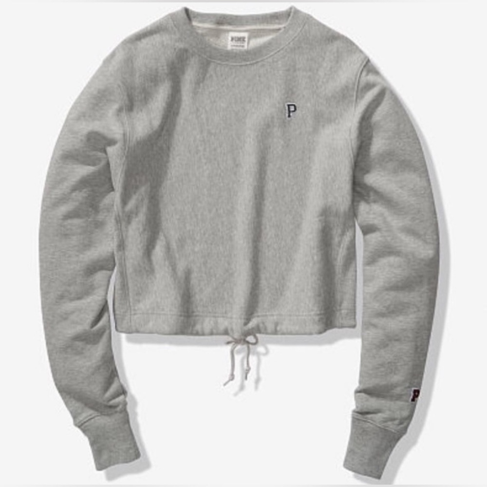 Victoria's Secret PINK grey cropped sweatshirt size medium